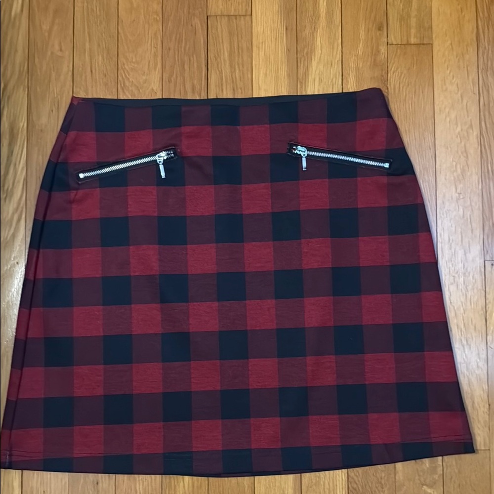 Maurices Red and Blue A-Line Mini Skirt
